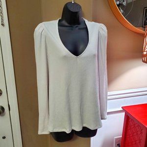 NEW Blouse I.N.C Women's Size 0X/XL White puff shoulder